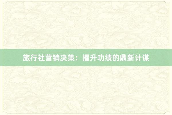 旅行社营销决策：擢升功绩的鼎新计谋